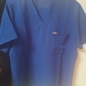 Figs Short Sleeve V-Neck Tee - Blue